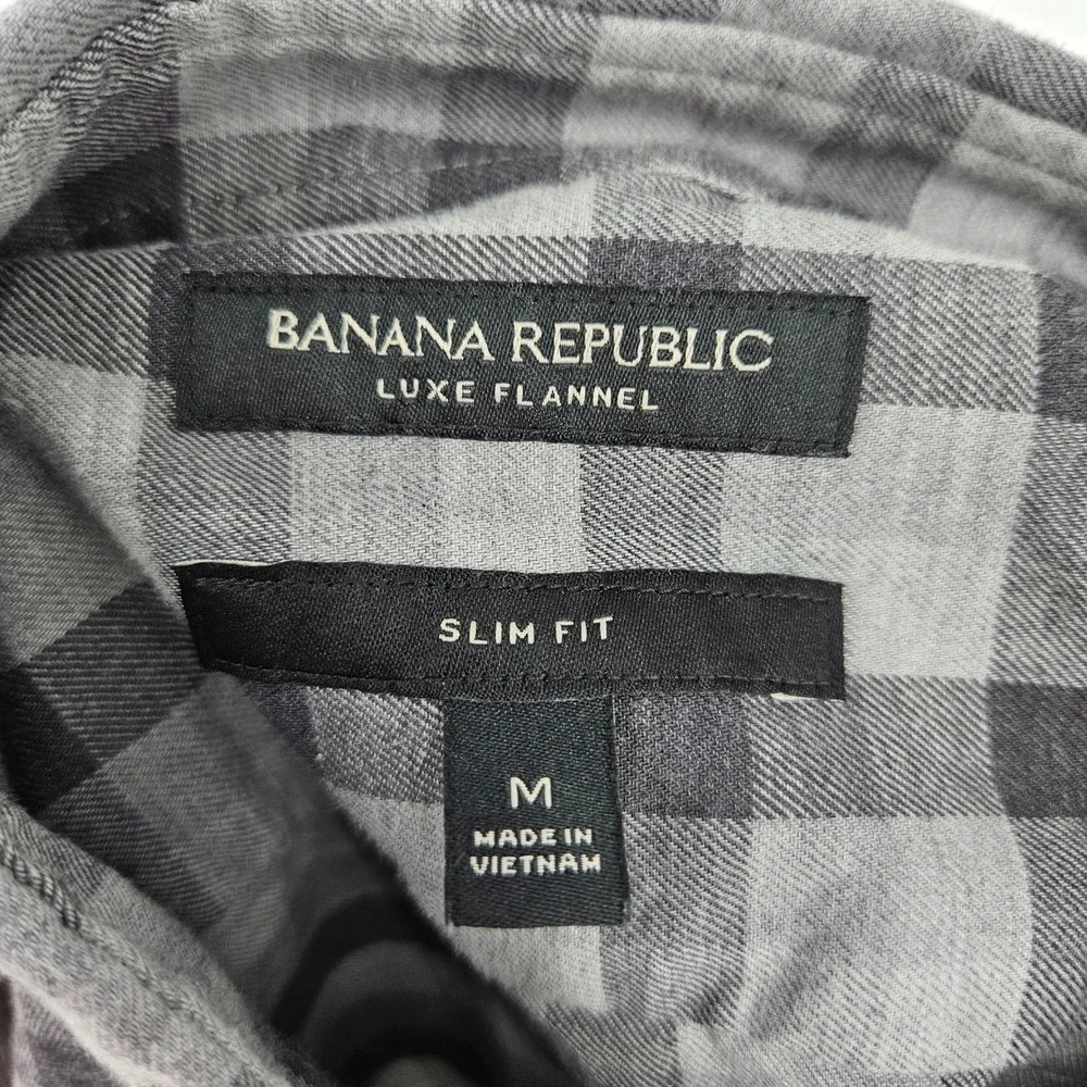 Banana Republic Shirt Mens Medium Button Up Luxe Flannel‎ Plaid Long Sleeve